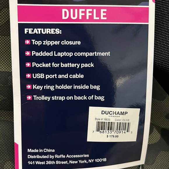 Duchamp London Rubberized Camo Tote Duffle Bag - Picture 2 of 7